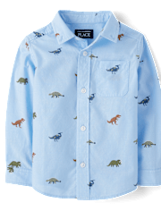 Baby And Toddler Boys Dino Button Up Shirt
