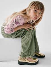 Girls Metallic T-Strap Mary Jane Shoes