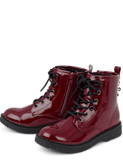 Girls Bow Charm Combat Boots