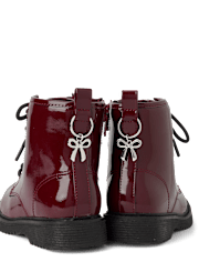Girls Bow Charm Combat Boots