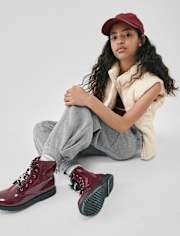 Girls Bow Charm Combat Boots
