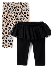 Baby Girls Leopard Tutu Leggings 2-Pack