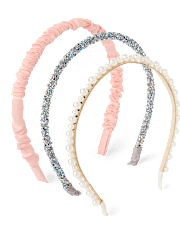 Girls Faux Pearl Headband 3-Pack