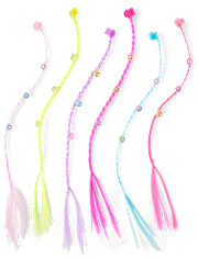 Lot de 6 extensions de cheveux perlées pour filles