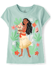 Girls Moana Flowers Graphic Tee