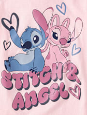 Girls Stitch and Angel Graphic Tee