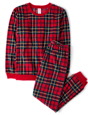 Pyjama familial assorti en micropolaire à carreaux tartan pour adultes