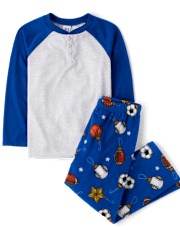 Pyjama Henley à ornements sportifs pour garçons