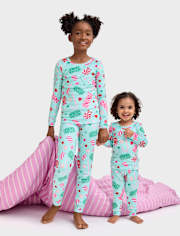 Girls Holiday Candy Snug Fit Velour Pajamas
