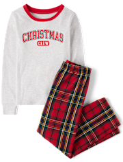 Kids Matching Family Christmas Crew Snug Fit Cotton And Flannel Pajamas