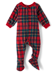Baby And Toddler Matching Family Plaid Microfleece Footed One Piece Pajamas