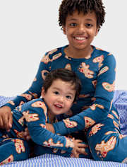 Baby And Toddler Boys Gingerbread Gamer Snug Fit Velour Pajamas