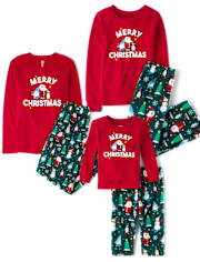 Kids Matching Family Merry Christmas Cotton And Microfleece Pajamas