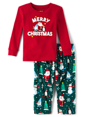 Toddler Matching Family Merry Christmas Cotton And Microfleece Pajamas