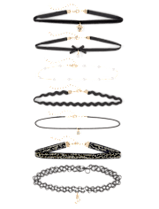 Girls Bow Choker Necklace 7-Pack