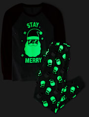 Pyjama assorti en coton pour adultes, motif famille « Glow Stay Merry »