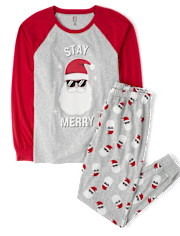 Pyjama assorti en coton pour adultes, motif famille « Glow Stay Merry »