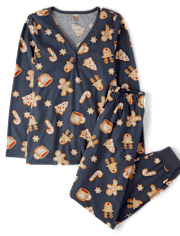Womens Matching Family Ginerbread Cotton Henley Pajamas