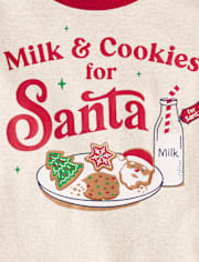 Pyjama ajusté en coton pour enfants, motif lait et biscuits