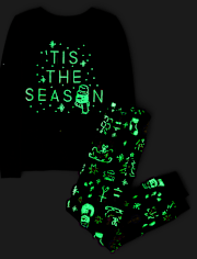 Kids Matching Family Glow Tis The Season Snug Fit Cotton Pajamas