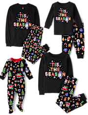 Kids Matching Family Glow Tis The Season Snug Fit Cotton Pajamas