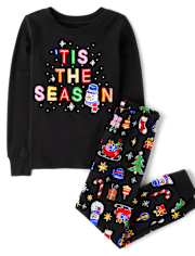 Kids Matching Family Glow Tis The Season Snug Fit Cotton Pajamas
