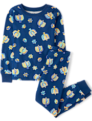 Kids Matching Family Glow Hanukkah Snug Fit Cotton Pajamas