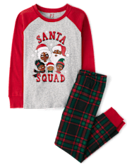 Kids Matching Family Santa Squad Snug Fit Cotton Pajamas