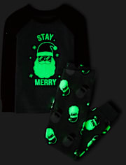 Kids Matching Family Glow Stay Merry Snug Fit Cotton Pajamas