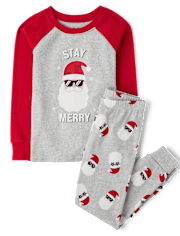 Kids Matching Family Glow Stay Merry Snug Fit Cotton Pajamas