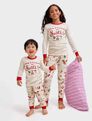 Pyjama ajusté en coton pour bébé et tout-petit, motif lait et biscuits