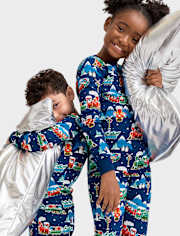 Pyjama ajusté en coton pour bébé et tout-petit, motif train des fêtes lumineux