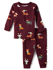 Baby And Toddler Matching Family Holiday Dog Snug Fit Cotton Pajamas