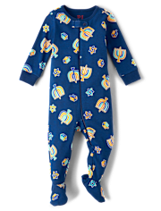 Baby And Toddler Matching Family Hanukkah Snug Fit Cotton Footed One Piece Pajamas