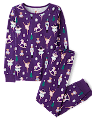 Girls Glow Nutcracker Ballerina Snug Fit Cotton Pajamas