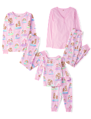 Girls Mommy And Me Gingerbread Snow Globe Snug Fit Cotton Pajamas