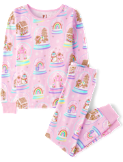 Girls Mommy And Me Gingerbread Snow Globe Snug Fit Cotton Pajamas