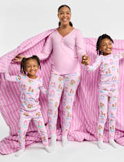 Baby And Toddler Girls Mommy And Me Gingerbread Snow Globe Snug Fit Cotton Pajamas