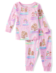 Pyjama ajusté en coton pour bébé et petite fille, maman et moi, motif boule de neige en pain d'épice