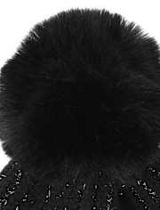 Girls Shimmer Icon Pom Pom Beanie