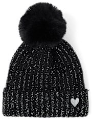 Girls Shimmer Icon Pom Pom Beanie