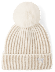 Girls Shimmer Icon Pom Pom Beanie
