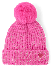 Girls Shimmer Icon Pom Pom Beanie