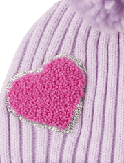 Toddler Girls Chenille Patch Pom Pom Beanie