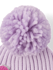 Toddler Girls Chenille Patch Pom Pom Beanie