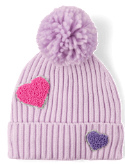 Bonnet à pompon en chenille pour petite fille