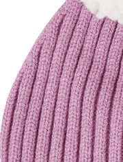 Toddler Girls Chenille Patch Pom Pom Beanie