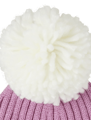 Toddler Girls Chenille Patch Pom Pom Beanie