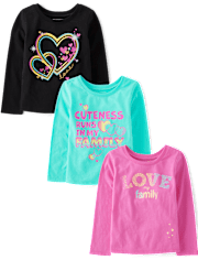 Lot de 3 t-shirts graphiques pour bébés et petites filles