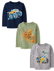 Baby And Toddler Boys Vehicles Graphic Tee 3-Pack